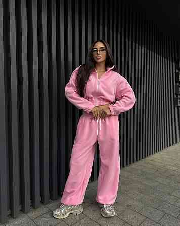 Женский стильный и теплый флисовый костюм двойка Розовый Одесса
