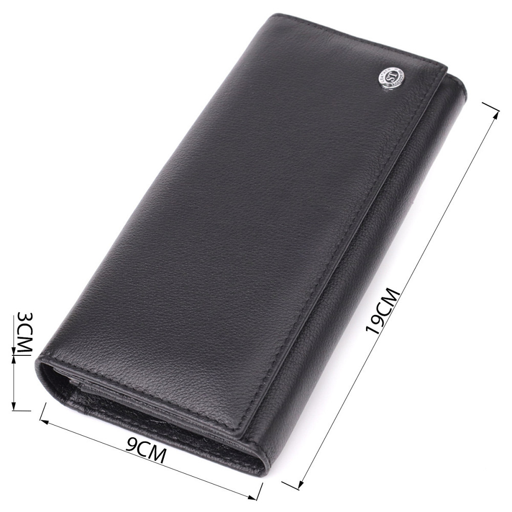 Солидный женский кошелек из натуральной кожи ST Leather 23088 Черный Киев - изображение 3