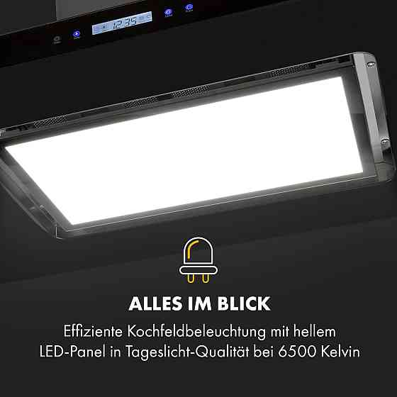 Островная вытяжка Valeria Brilliant Edition 90см 643м³/ч touch EEC B LED стекло нержавеющая сталь черный Ровно