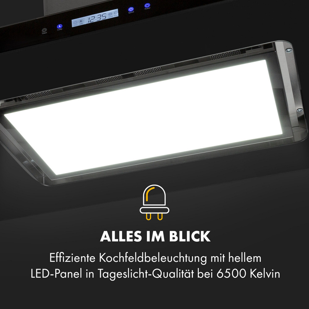 Островная вытяжка Valeria Brilliant Edition 90см 643м³/ч touch EEC B LED стекло нержавеющая сталь черный Ровно - изображение 3
