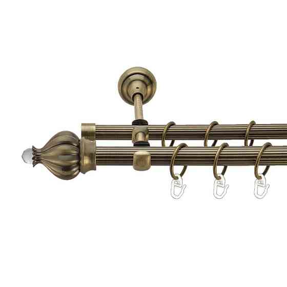 Карниз Orvit Таджа-Кристал металевий дворядний відкритий рифлена труба кільце металеве Антик 19\16 мм 200 см (00-00017392) Львів