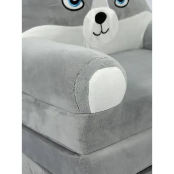 Мягкое детское кресло плюшевое, мягкое кресло-кровать для детей Вовк Серый Коломыя