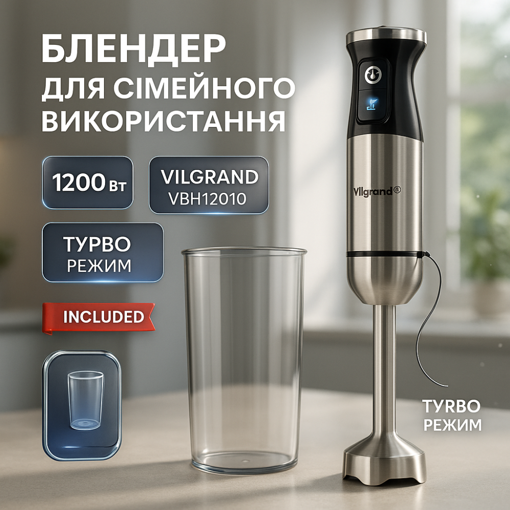 Блендер для дитячого пюре кухня VILGRAND, Блендер для кухні з мірним стаканом крем-супу JR-33 Львів - фото 12