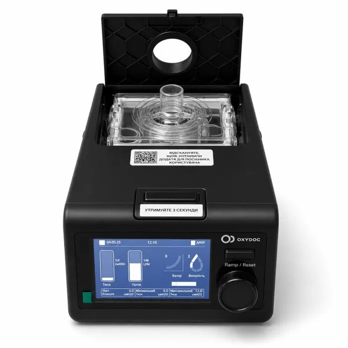 Аппарат неинвазивной вентиляции OXYDOC CPAP/BиPAP/ST/AVAPS Black Edition с маской размер M и увлажнителем Днепр - изображение 2