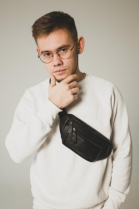 Сумка на пояс из натуральной кожи флотарий SL005 (Черная) Сумы - изображение 1