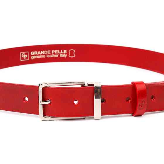 Якісний жіночий ремінь із натуральної шкіри Grande Pelle 21456 Червоний Київ