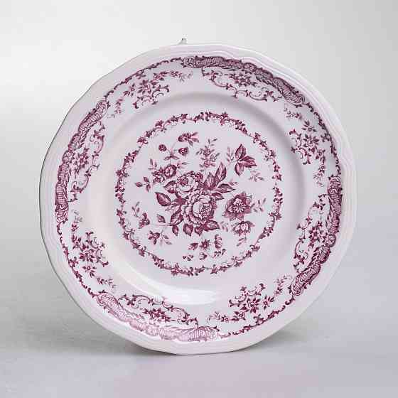 Столовий набір посуду тарілок і чашок 32 предмети на 6 персон «Бордовий Меандр» порцеляновий YY78-3A SBR Київ