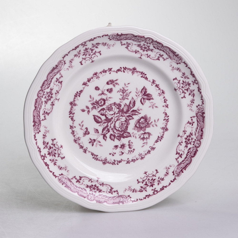 Столовий набір посуду тарілок і чашок 32 предмети на 6 персон «Бордовий Меандр» порцеляновий YY78-3A SBR Київ - фото 4