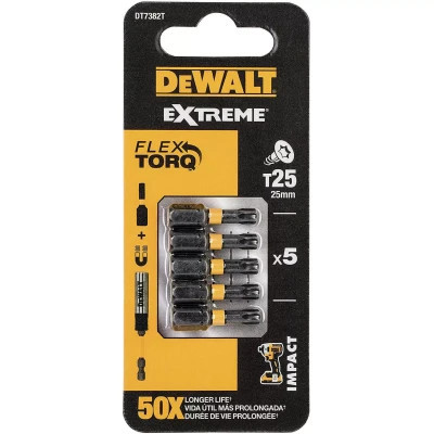 Набор бит DeWALT IMPACT TORSION, ударные, Torx, Т25, L= 25 мм, 5 шт (DT7382T) Винница - изображение 1