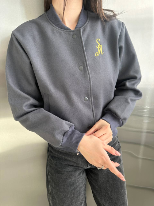 Женская кофта бомбер на кнопках Графитовый М Харьков - изображение 5