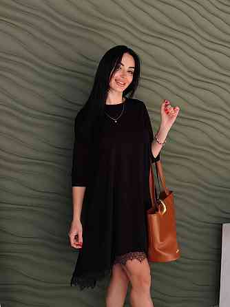 Сукня трапеція з мереживом "Emma"| Батал Чорний, 50-52 Київ