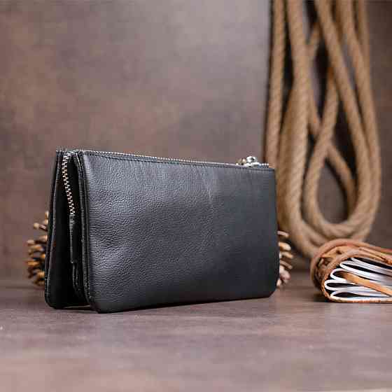 Місткий клатч на два відділення жіночий ST Leather 19246 Чорний Київ