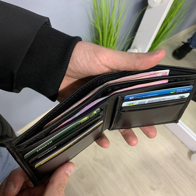 Гаманець чоловічий з натуральної шкіри Crazy Horse, зручний гаманець на магніті, чорнийMasterSem Київ - фото 4