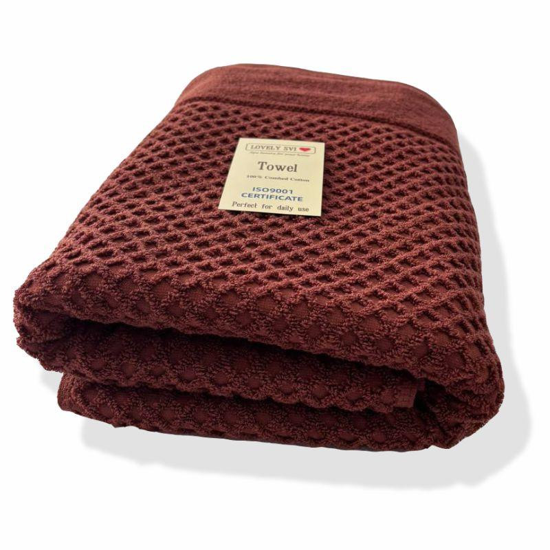 Полотенце банное Lovely Svi хлопок жаккардовое в подарочном пакете - 70 х 140 см Diamond Grid Коричневый Киев - изображение 1