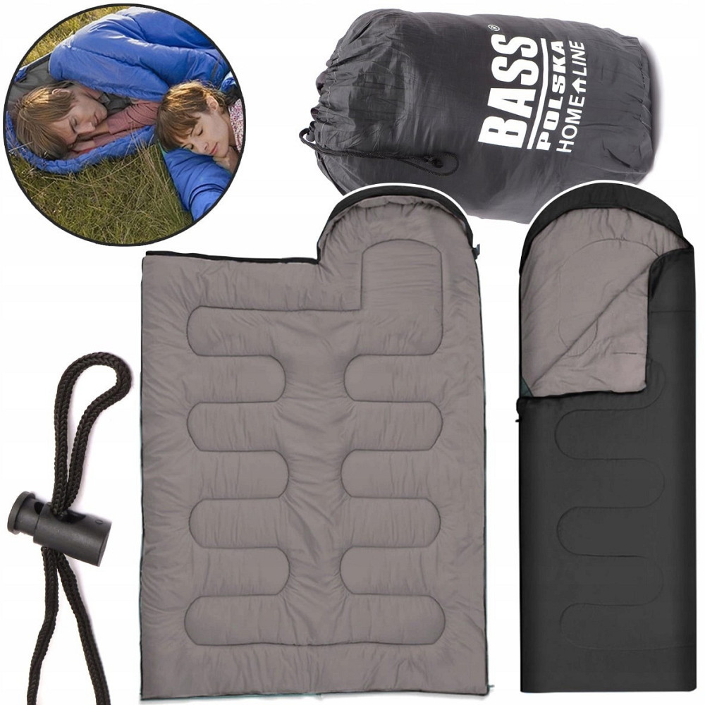 Спальный мешок с капюшоном и туристическое одеяло 2 в 1 черный Bass Polska BH 41999 Киев - изображение 3