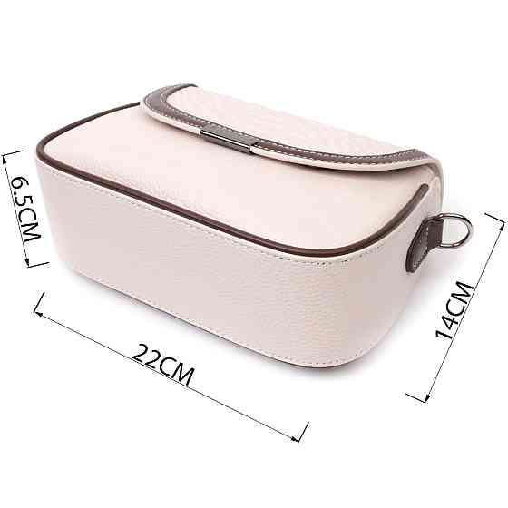 Жіноча сумка з фактурним клапаном із натуральної шкіри Vintage 22372 Біла Київ