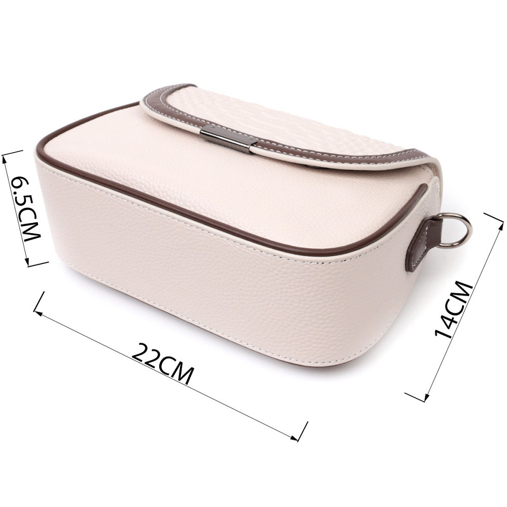 Женская сумка с фактурным клапаном из натуральной кожи Vintage 22372 Белая Киев - изображение 3