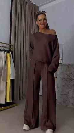 Женский прогулочный костюм двойка: кофта и штаны двунить Шоколадный, 48/50 Одесса