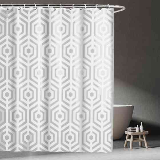 Шторка для ванной комнаты Bathlux 180 x 180 см с водоотталкивающим покрытием, с геометрическим узором Каменец-Подольский