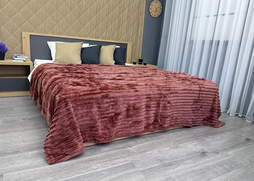 Плед-покривало смужка Шарпей 200х225 см (+-10см) Кораловий (87-153) Київ - фото 5