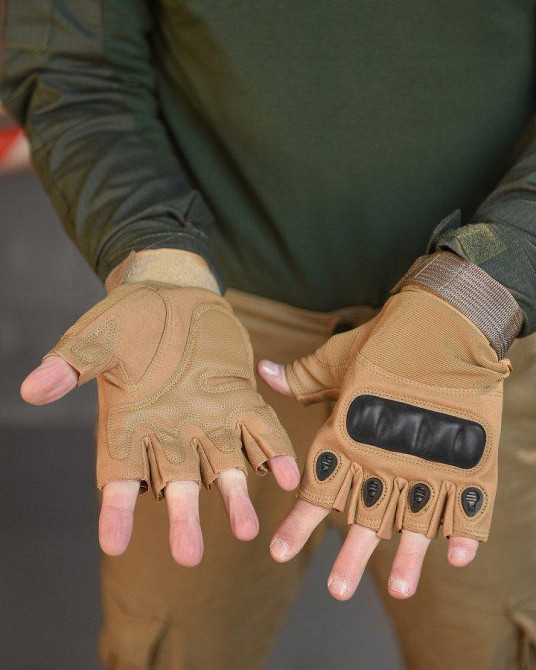 Перчатки тактичні чоловічі безпалі кайот Одеса - фото 3
