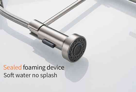 Гибкий кухонный смеситель с выдвижным сливом и рычагом сбоку RESTEQ. Смеситель для кухни Киев