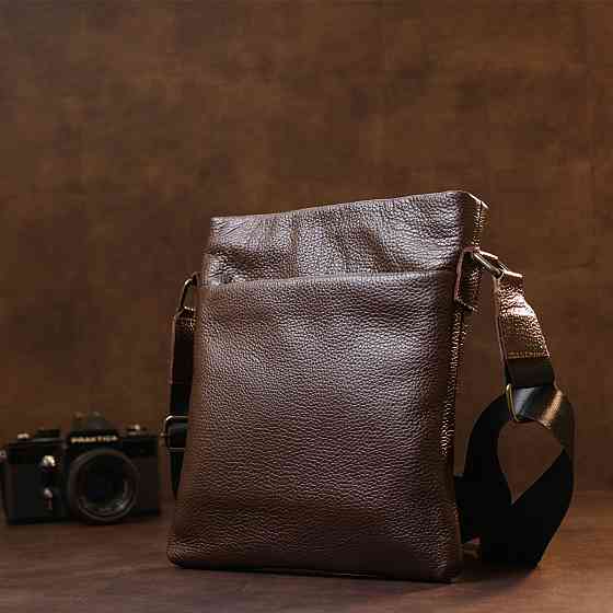 Кожаная современная мужская сумка через плечо SHVIGEL 11601 Коричневый Киев