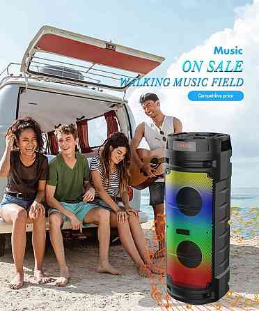 Портативна акустична система Winso ZQS6210W-6.5"x2 з RGB 30W з караоке мікрофоном та пультом Київ