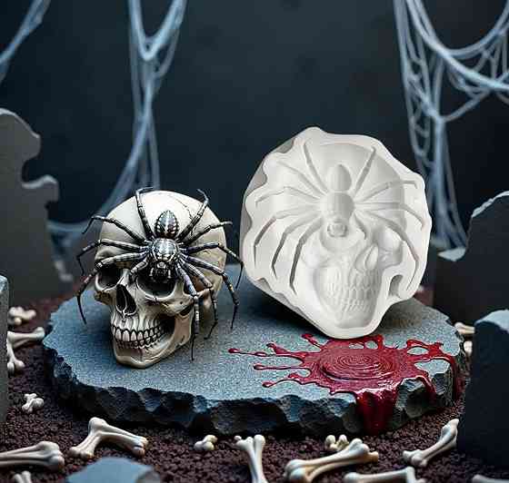 Молд силиконовый Череп 108 на 120 мм серый Киев