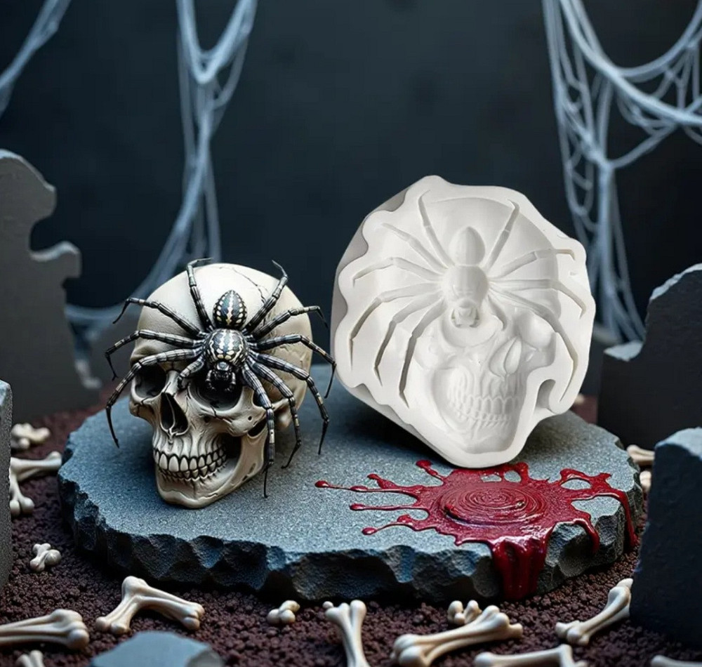 Молд силиконовый Череп 108 на 120 мм серый Киев - изображение 4