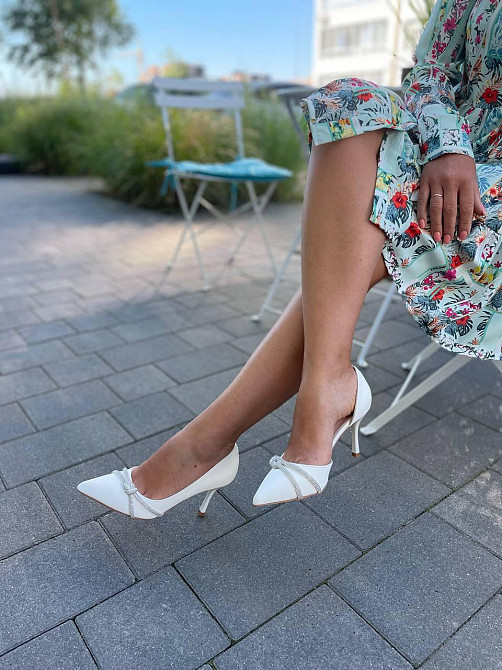 Comer Ошатні жіночі туфлі зі штучної шкіри білі AX-116 на тонких підборах 8 см. р. 37-39 (5461) Коломыя - изображение 5