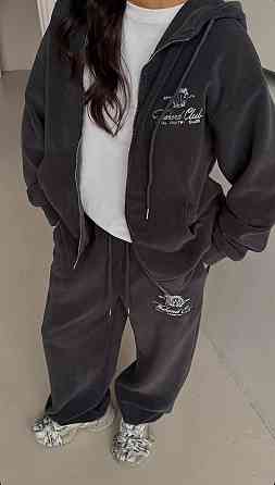 Женский теплый повседневный костюм двойка: кофта и брюки из турецкого двустороннего флиса Графит, 46/48 Одесса