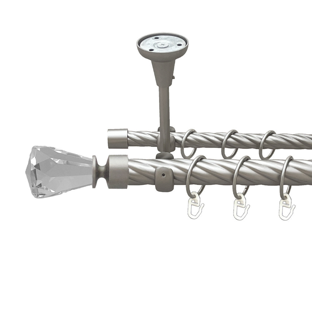Карниз Orvit Лучетта металевий дворядний відкритий до стелі скручена труба кільце металеве Сатин 25\16 мм 160 см (00-00024106) Львів - фото 1