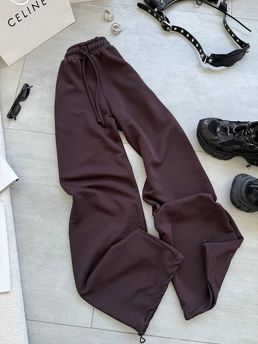 Женские базовые брюки - джоггеры турецкая петля пенье Шоколад Одесса - изображение 1