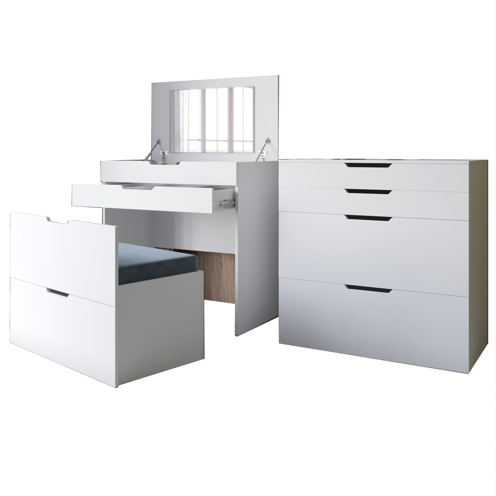 Комод-трюмо із дзеркалом, нішею під сидінням та шухлядою LION Азія Німфея Альба (білий) (LION-041673) ТОП Львів - фото 2