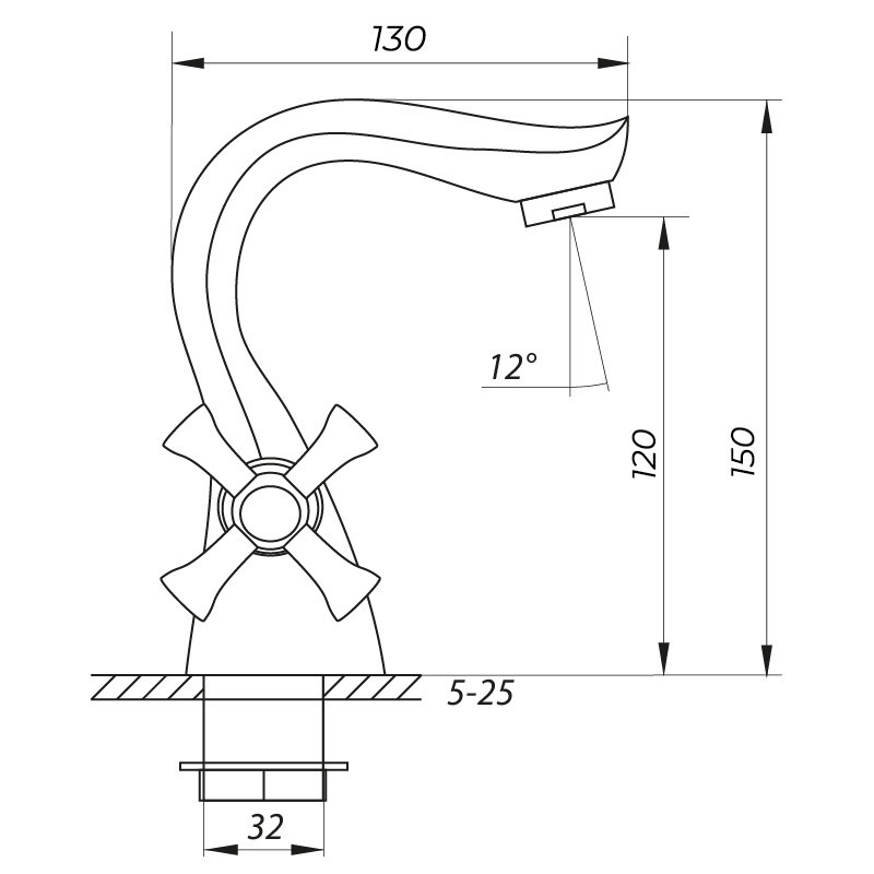 Змішувач для умивальника Zerix MED-A 722 з зручним керуванням Харків - фото 2