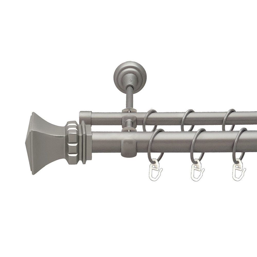 Карниз Orvit Емпорія металевий дворядний відкритий гладка труба кільце металеве Сатин 25\16 мм 160 см (00-00023294) Львів - фото 1