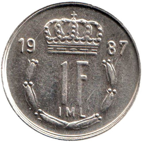 Монета 1 франк. 1987 год, Люксембург. Полтава - photo 1