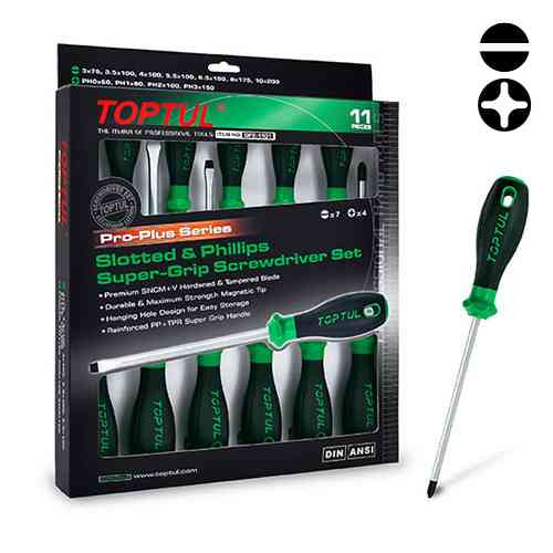 Набор профессиональных отверток 11 ед. PRO-PLUS SERIES TOPTUL GFE-1101 Чернигов