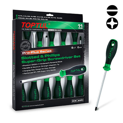 Набор профессиональных отверток 11 ед. PRO-PLUS SERIES TOPTUL GFE-1101 Чернигов - изображение 1