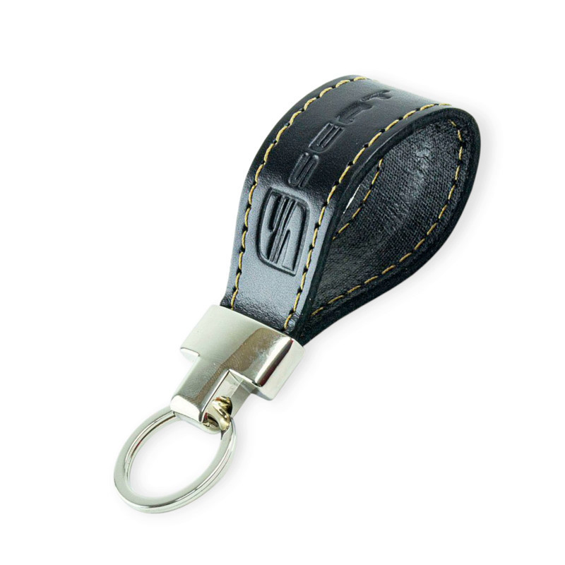 Брелок seat шкіряний тиснений чорний, прострочений, метал. затискач Мукачево - фото 1