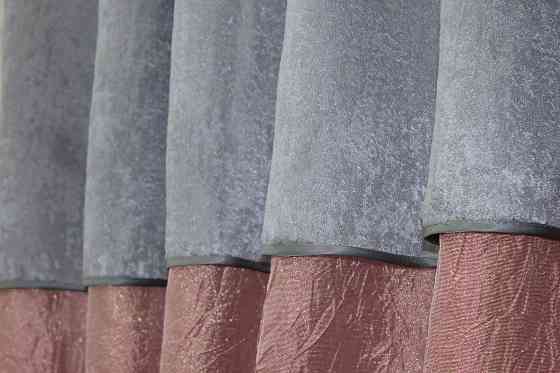 Кухонные шторы VR-Textil № 073к с ламбрекеном и подхватами розово-золотистый с серым 275х170 см (52-0364) Киев