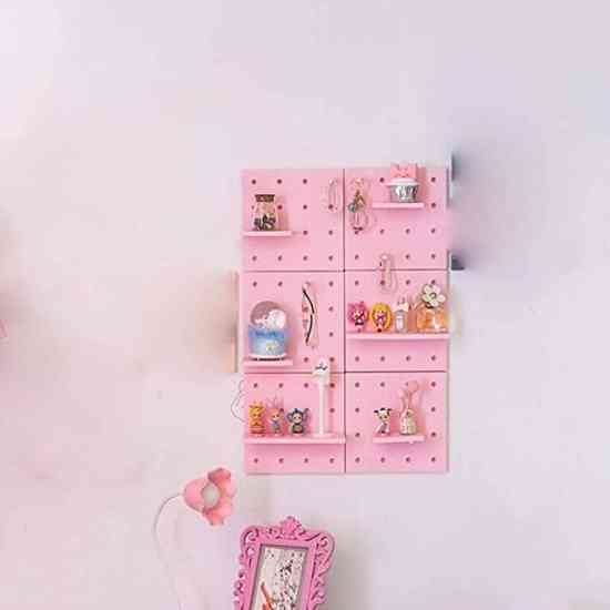 Подвесная настенная панель Skadis полка-органайзер на стену со сменными крючками розовая Винница