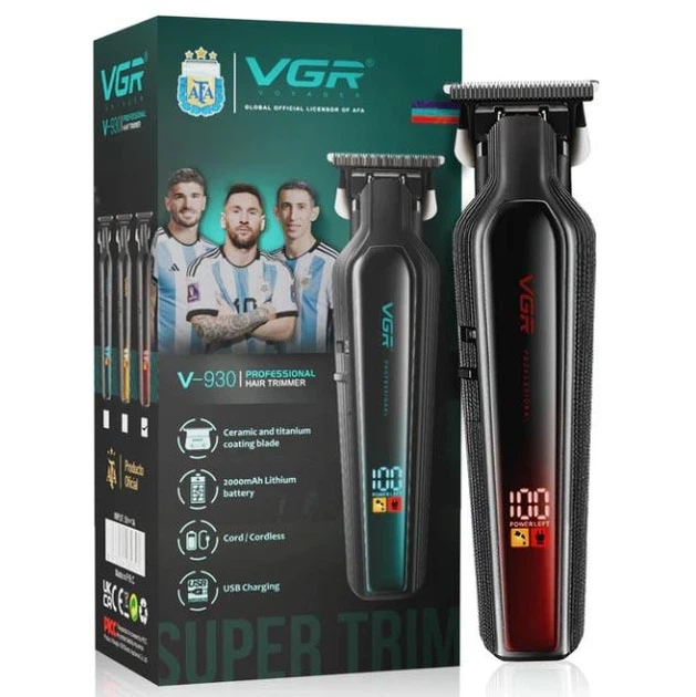 Тример для бороди акумуляторний VGR V-930 6500RPM LCD Червоний Вінниця - фото 7