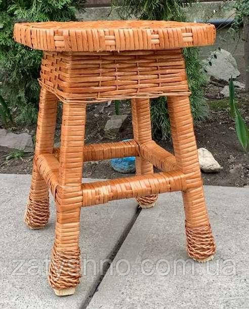 Стільчик низький плетений кавовий Київ - фото 3