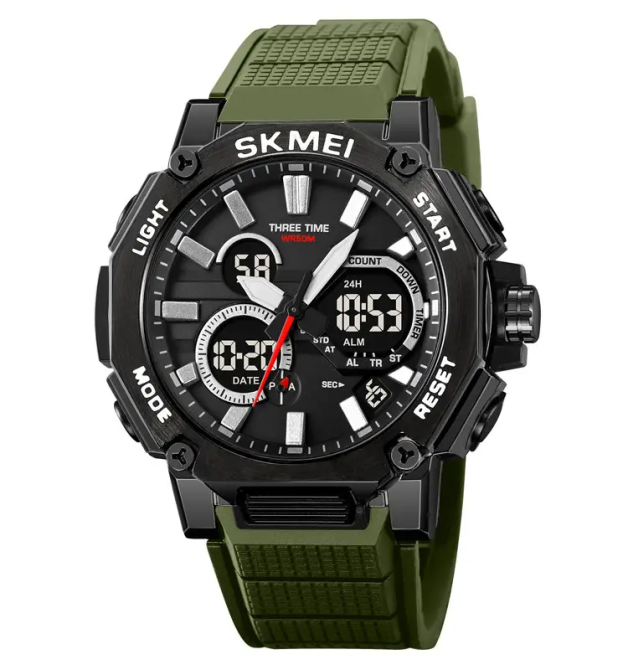 Годинник чоловічий наручний Skmei 2219 (Чорний із зеленим) Київ - фото 1