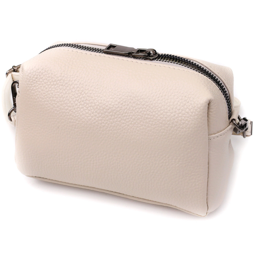 Компактна сумка жіноча з трендовим декором з натуральної шкіри Vintage 22923 Білий Київ - фото 2