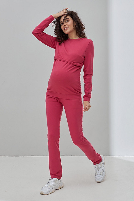 Спортивний костюм для вагітних та годуючих з начосом Kortney XS Юла Мама Малиновий Кривий Ріг - фото 2