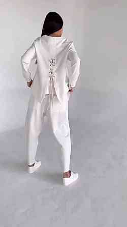 Жіночий повсякденний прогулянковий костюм двойка двонитка Білий, 48/52 Одеса