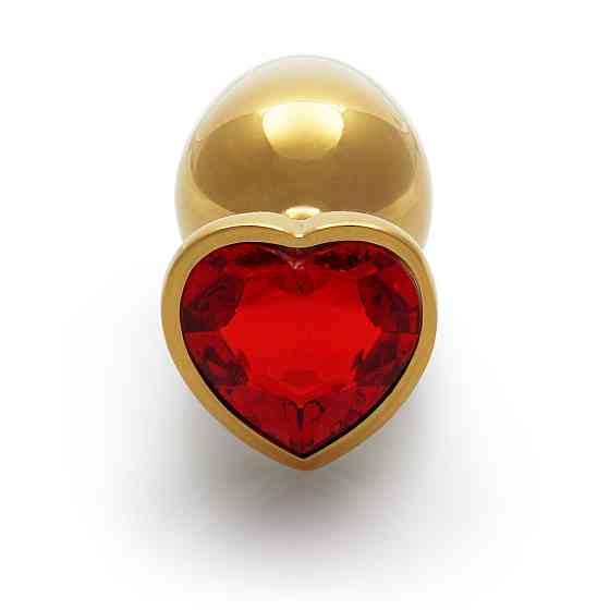 Металическая анальная пробка Heart Gem, размер M, золотисто-красная Ouch! (Нидерланды) Sex Aura Киев